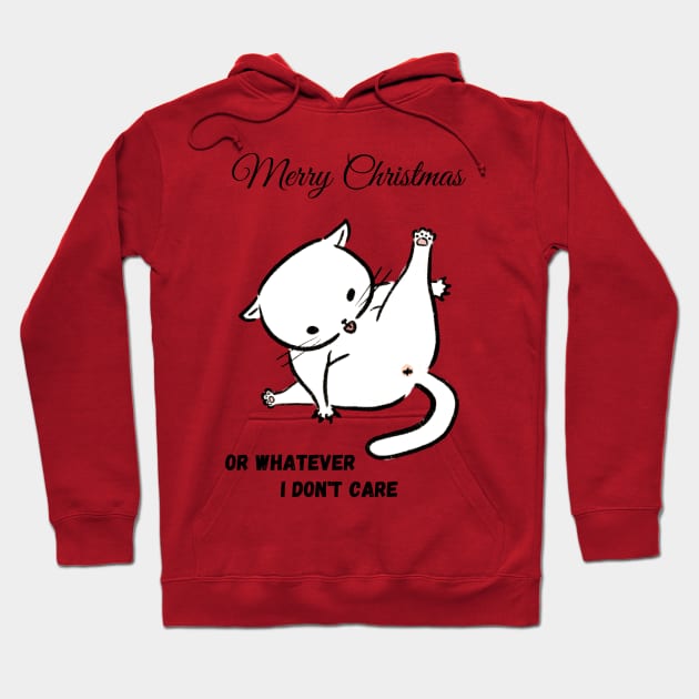 Funny cat with grumpy attitude about Christmas Hoodie by Ieva Li ART